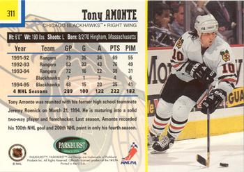 1995-96 Parkhurst International - Emerald Ice #311 Tony Amonte Back