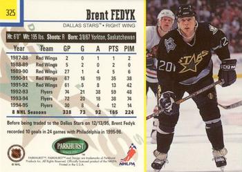1995-96 Parkhurst International - Emerald Ice #325 Brent Fedyk Back