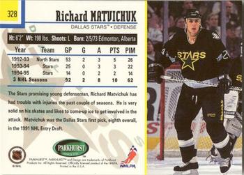 1995-96 Parkhurst International - Emerald Ice #328 Richard Matvichuk Back