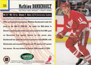 1995-96 Parkhurst International - Emerald Ice #335 Mathieu Dandenault Back