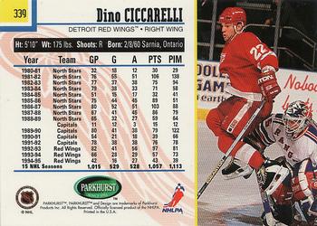 1995-96 Parkhurst International - Emerald Ice #339 Dino Ciccarelli Back