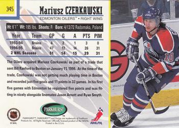 1995-96 Parkhurst International - Emerald Ice #345 Mariusz Czerkawski Back