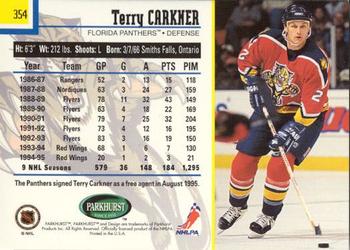 1995-96 Parkhurst International - Emerald Ice #354 Terry Carkner Back
