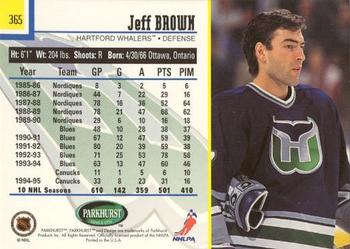 1995-96 Parkhurst International - Emerald Ice #365 Jeff Brown Back