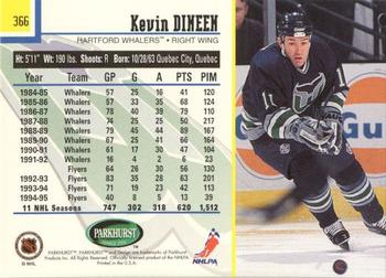 1995-96 Parkhurst International - Emerald Ice #366 Kevin Dineen Back