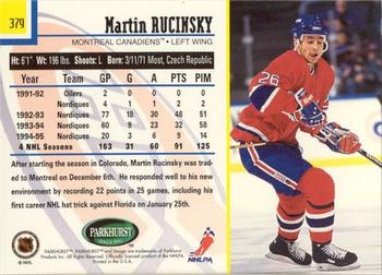 1995-96 Parkhurst International - Emerald Ice #379 Martin Rucinsky Back