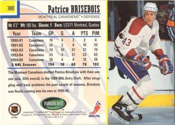 1995-96 Parkhurst International - Emerald Ice #380 Patrice Brisebois Back