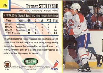 1995-96 Parkhurst International - Emerald Ice #385 Turner Stevenson Back