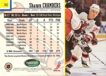 1995-96 Parkhurst International - Emerald Ice #392 Shawn Chambers Back
