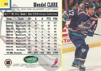 1995-96 Parkhurst International - Emerald Ice #399 Wendel Clark Back