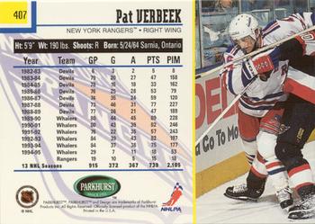 1995-96 Parkhurst International - Emerald Ice #407 Pat Verbeek Back