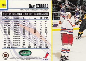 1995-96 Parkhurst International - Emerald Ice #409 Ray Ferraro Back