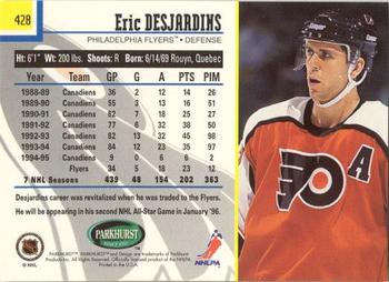 1995-96 Parkhurst International - Emerald Ice #428 Eric Desjardins Back