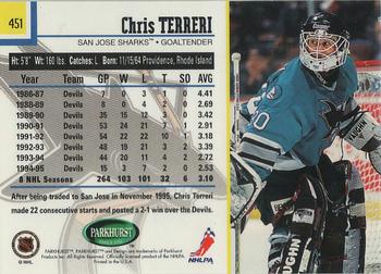 1995-96 Parkhurst International - Emerald Ice #451 Chris Terreri Back