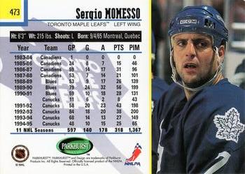 1995-96 Parkhurst International - Emerald Ice #473 Sergio Momesso Back