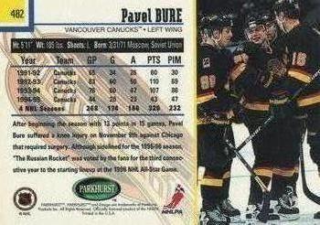 1995-96 Parkhurst International - Emerald Ice #482 Pavel Bure Back