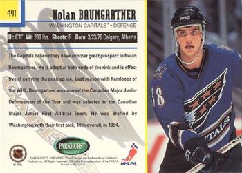 1995-96 Parkhurst International - Emerald Ice #491 Nolan Baumgartner Back