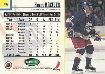 1995-96 Parkhurst International - Emerald Ice #499 Norm Maciver Back