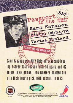 1995-96 Parkhurst International - Emerald Ice #516 Sami Kapanen Back