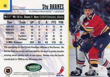 1995-96 Parkhurst International - Emerald Ice #86 Stu Barnes Back