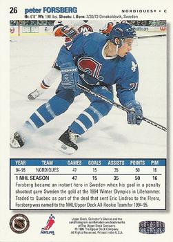 1995-96 Collector's Choice - Player's Club #26 Peter Forsberg Back