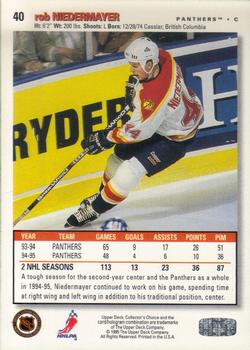 1995-96 Collector's Choice - Player's Club #40 Rob Niedermayer Back