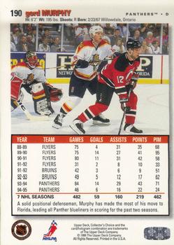 1995-96 Collector's Choice - Player's Club #190 Gord Murphy Back