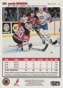 1995-96 Collector's Choice - Player's Club #204 Martin Brodeur Back