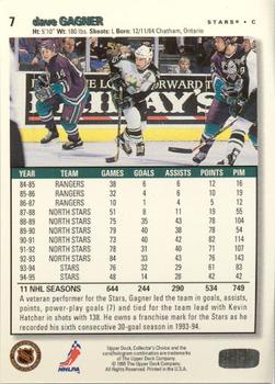 1995-96 Collector's Choice - Platinum Player's Club #7 Dave Gagner Back