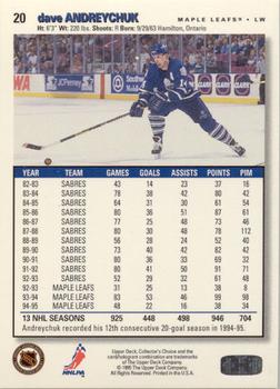 1995-96 Collector's Choice - Platinum Player's Club #20 Dave Andreychuk Back