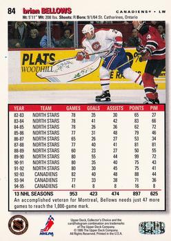 1995-96 Collector's Choice - Platinum Player's Club #84 Brian Bellows Back