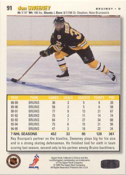 1995-96 Collector's Choice - Platinum Player's Club #91 Don Sweeney Back