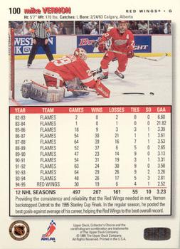 1995-96 Collector's Choice - Platinum Player's Club #100 Mike Vernon Back