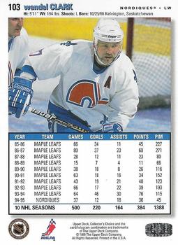 1995-96 Collector's Choice - Platinum Player's Club #103 Wendel Clark Back