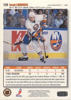 1995-96 Collector's Choice - Platinum Player's Club #129 Brett Lindros Back