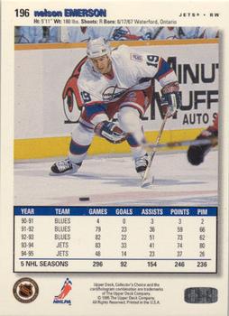 1995-96 Collector's Choice - Platinum Player's Club #196 Nelson Emerson Back