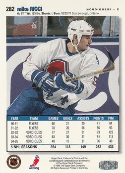 1995-96 Collector's Choice - Platinum Player's Club #282 Mike Ricci Back
