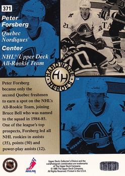 1995-96 Collector's Choice - Platinum Player's Club #371 Peter Forsberg Back