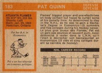 1972-73 O-Pee-Chee #183 Pat Quinn Back