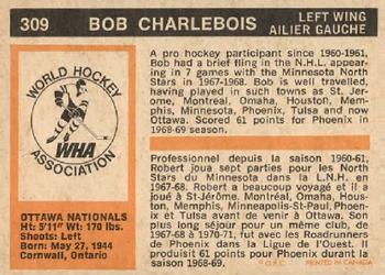 1972-73 O-Pee-Chee #309 Bob Charlebois Back