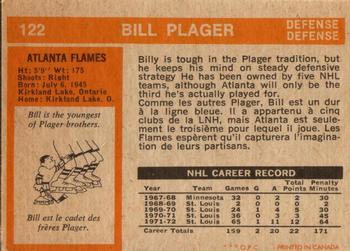 1972-73 O-Pee-Chee #122 Bill Plager Back