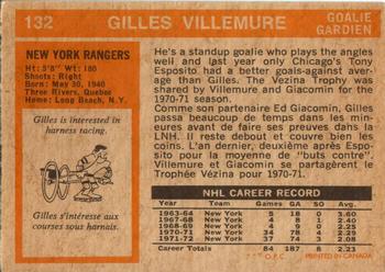 1972-73 O-Pee-Chee #132 Gilles Villemure Back