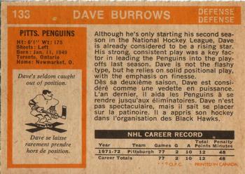 1972-73 O-Pee-Chee #133 Dave Burrows Back