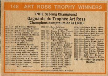 1972-73 O-Pee-Chee #148 Art Ross Trophy Back