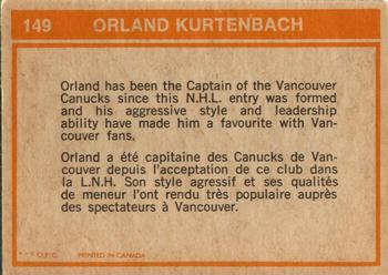 1972-73 O-Pee-Chee #149 Orland Kurtenbach Back
