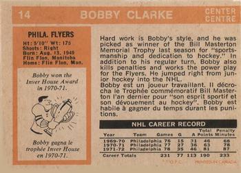 1972-73 O-Pee-Chee #14 Bobby Clarke Back