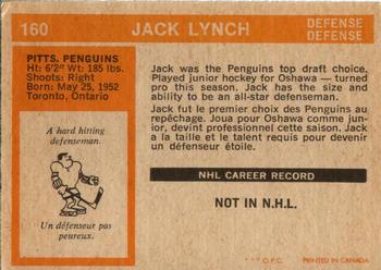 1972-73 O-Pee-Chee #160 Jack Lynch Back