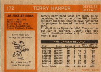 1972-73 O-Pee-Chee #172 Terry Harper Back