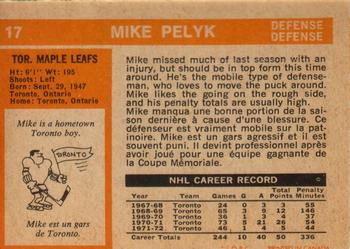 1972-73 O-Pee-Chee #17 Mike Pelyk Back