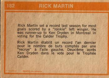 1972-73 O-Pee-Chee #182 Rick Martin Back
